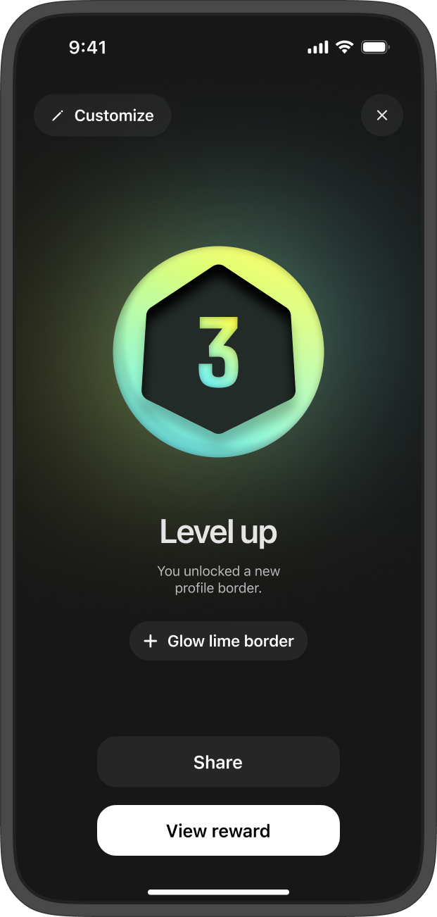 Killerhabits level up reward screen