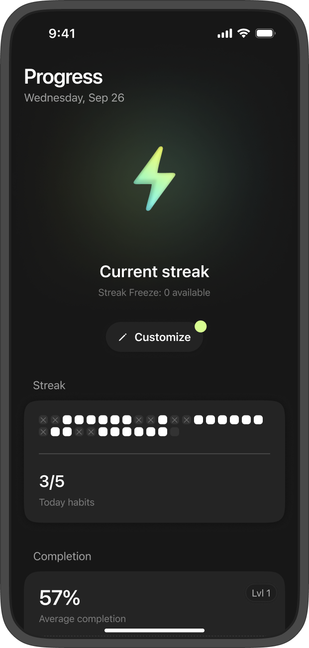 Killerhabits progress screen